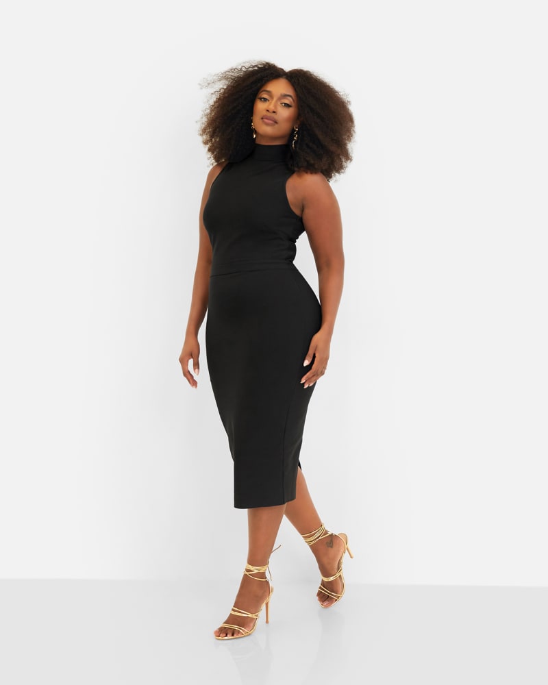High neck bandage dress clearance
